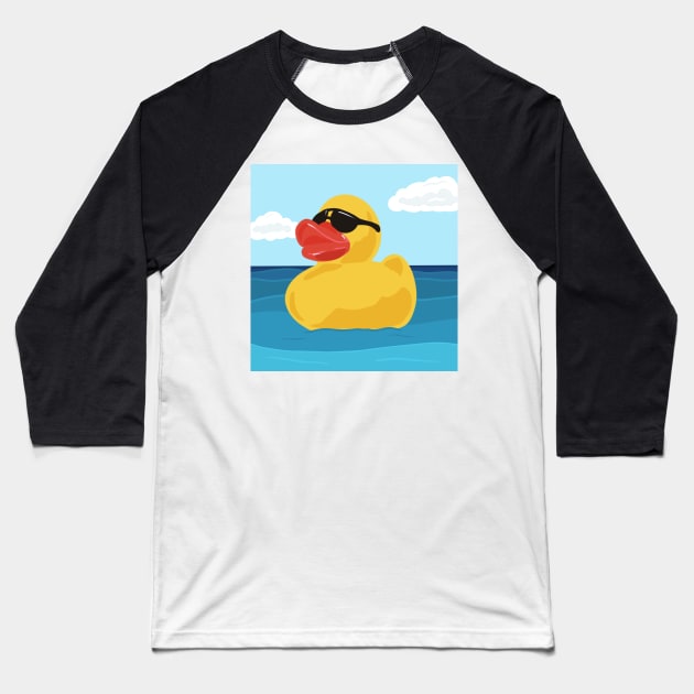 Yellow Rubber Duck in Sunglasses Baseball T-Shirt by NattyDesigns